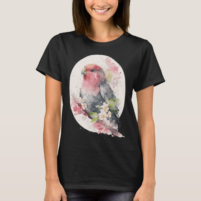 Camiseta Cherry Blossom Parrot Japanese Sakura Budgie Parak (Anverso)