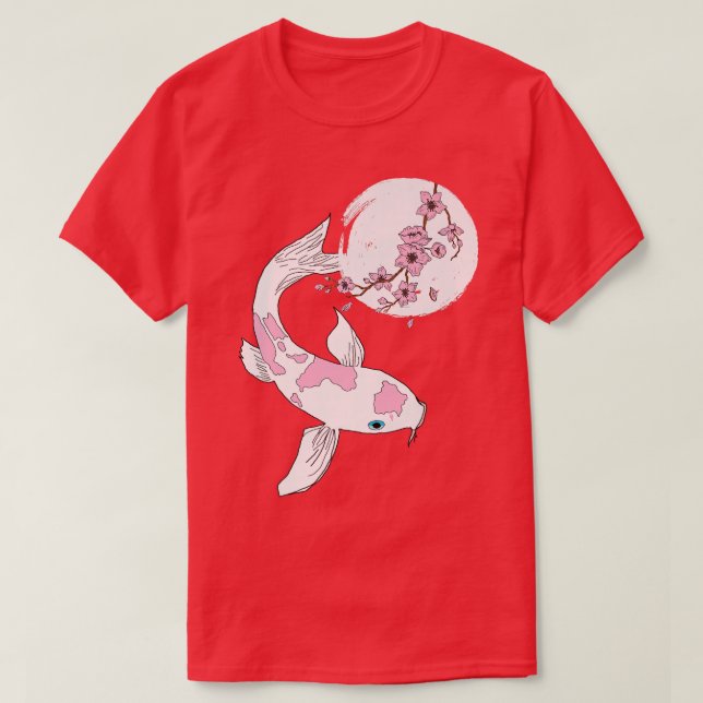Camiseta Cherry Blossom Sakura Tree Koi Carp Pink Flower Tr (Diseño del anverso)