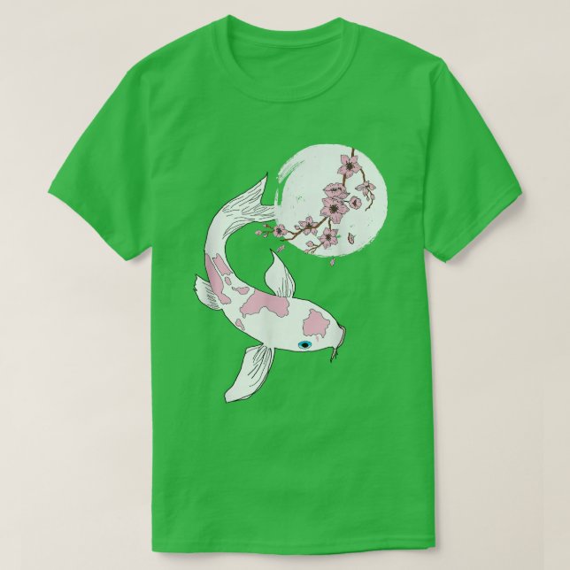 Camiseta Cherry Blossom Sakura Tree Koi Carp Pink Flower Tr (Diseño del anverso)