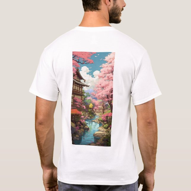 Camiseta Cherry Blossom Studio Ghibli T-Shirred inspirado e (Reverso)