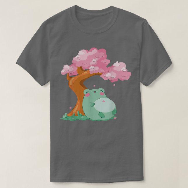 Camiseta Cherry Blossom Tree Sakura Cute Frog Kawaii Japane (Diseño del anverso)