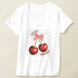 Camiseta Cherry Coquette Lindo con lazo de gingham