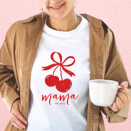Camiseta Cherry Cute Bow Rojo Mama