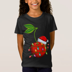 Camiseta Cherry Fruit Lover Xmas Santa Hat Cherry Navidades