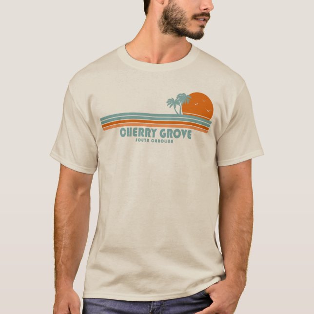 Camiseta Cherry Grove Beach South Carolina Sun Palm Trees (Anverso)
