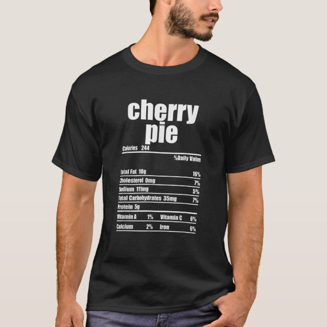 Camiseta Cherry Pie Nutrition Facts Label Comida de Acción  (Anverso)