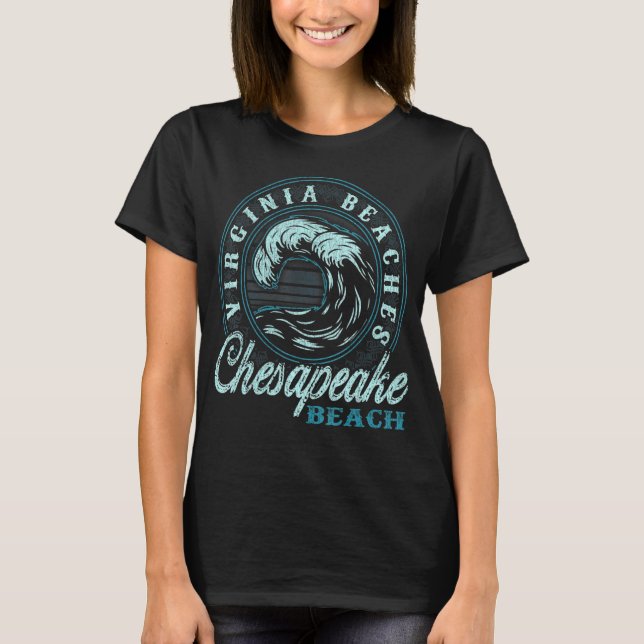 Camiseta Chesapeake Beach Retro Wave Circle (Anverso)