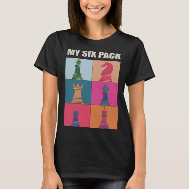 Camiseta Chess Pieces Retro Pop Check Out MY SIX PACK Worko (Anverso)