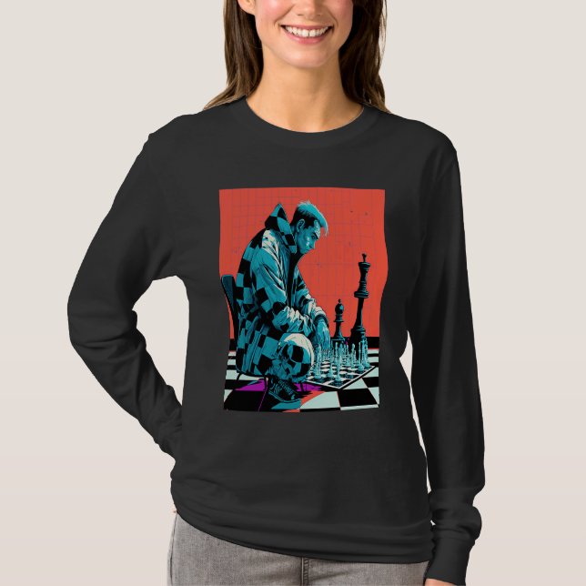 Camiseta Chess Tournament Fans Retro Pop Chess Player  1 (Anverso)