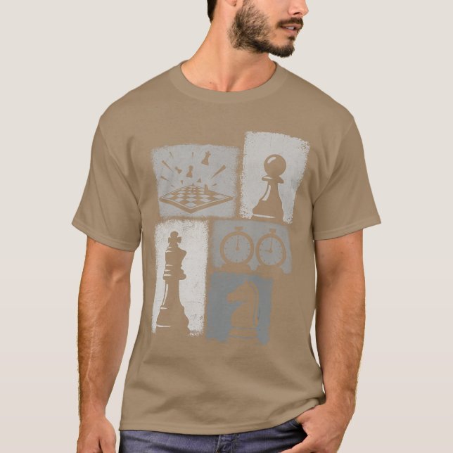 Camiseta Chess Vintage Collage Player Grandmaster Board Gam (Anverso)
