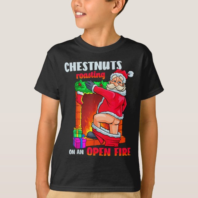 Camiseta Chest Nuts Roasting Funny Naughty Santa Dirty Food (Anverso)