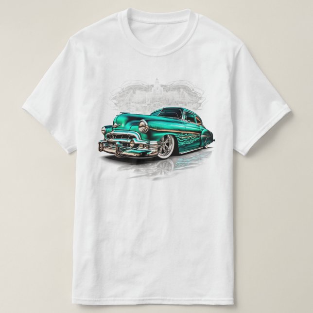 Camiseta Chevrolet Chevrolet de baja bomba con arte a baja  (Diseño del anverso)