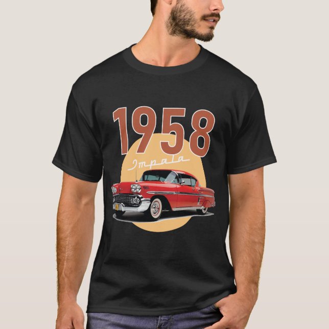Camiseta Chevrolet Impala de coche antiguo 1958 (Anverso)