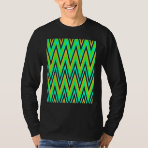 Camiseta Chevron en zigzags azul verde naranja pálido