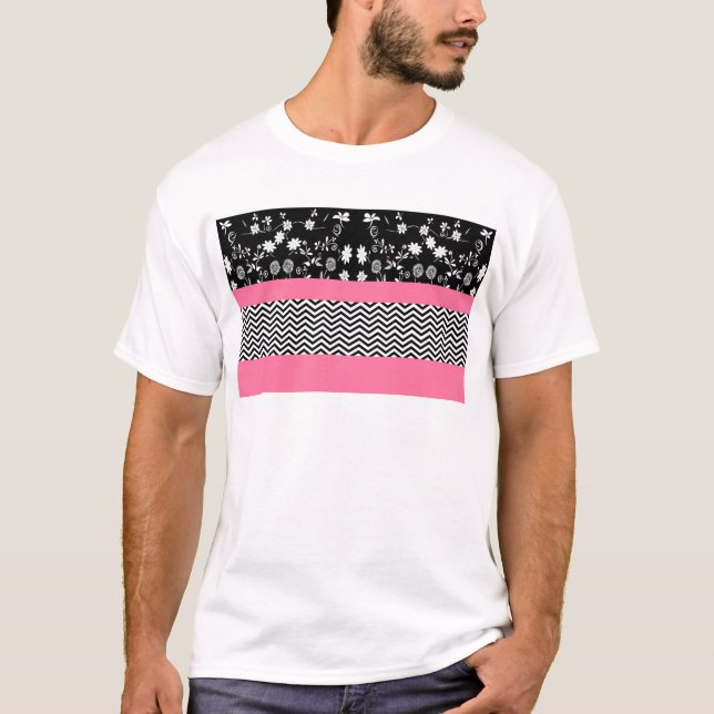 Camiseta chevron floral rosa (Anverso)