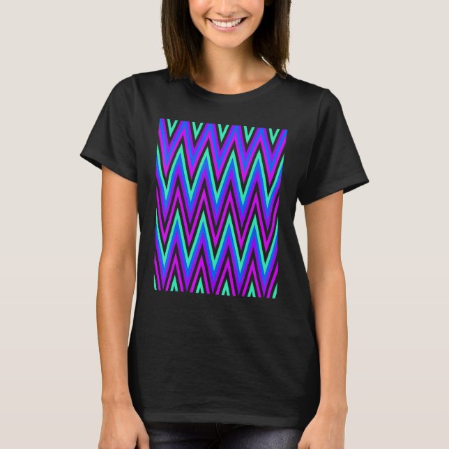 Camiseta Chevron In Purple Blue Aqua Zigzags (Anverso)