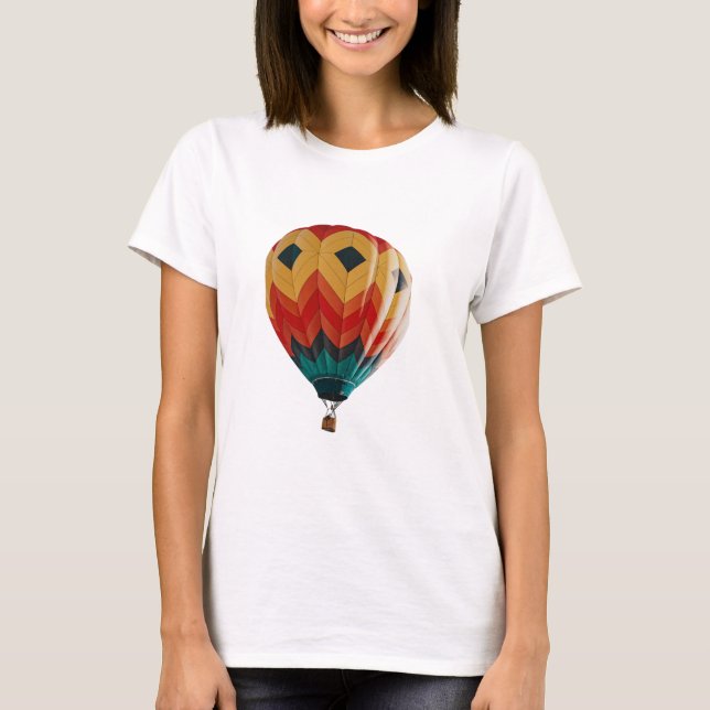 Camiseta "Chevron Sky: Vibrant Hot Air Balloon in Flight (Anverso)
