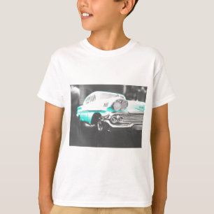 Camiseta Chevy impala de 1958 coche clásico azul brillante