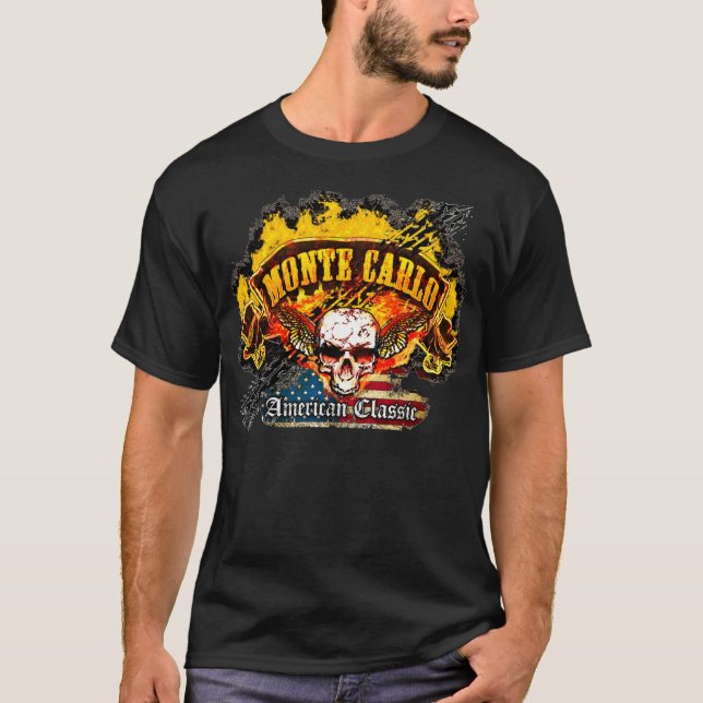 Camiseta Chevy Monte Carlo - cráneo de la bandera de la (Anverso)