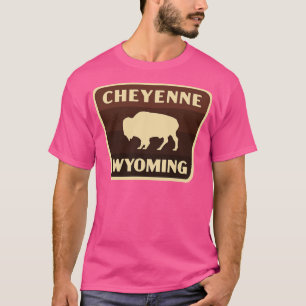 Camiseta Cheyenne Wyoming Insignia de búfalo retro Brown