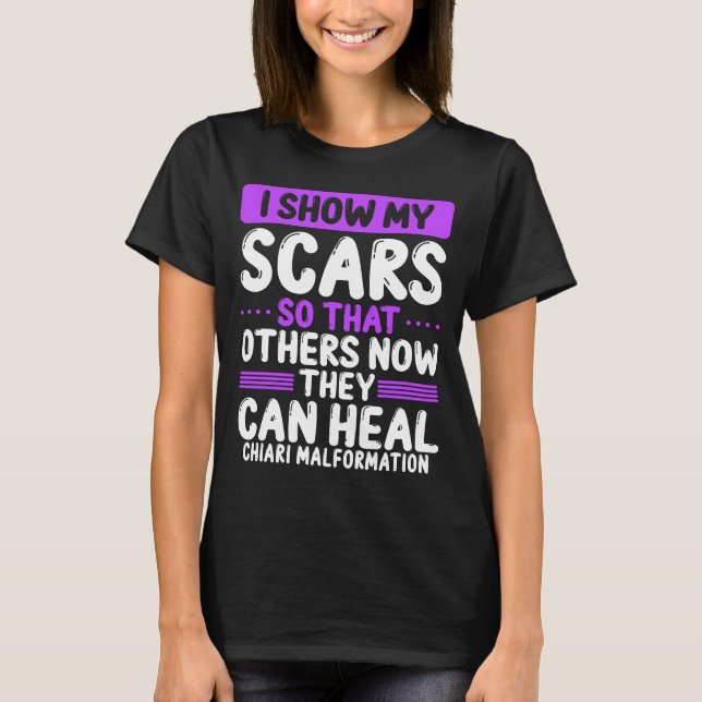 Camiseta Chiari Malformation Awareness Scar Purple Ribbon (Anverso)