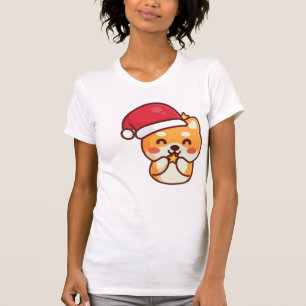 Camiseta Chiba chiba chiita sonriendo con Gorra de Navidad