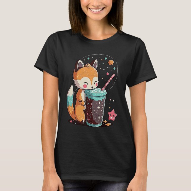 Camiseta Chibi Bubble Tea Fox  Boba Tea (Anverso)