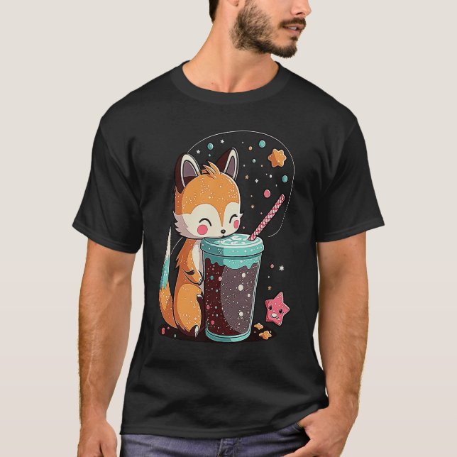 Camiseta Chibi Bubble Tea Fox  Boba Tea (Anverso)