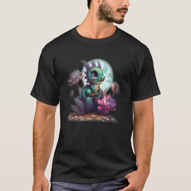 Camiseta Chibi Cactus Dragon Con Flores Florecientes Moo Co (Anverso)