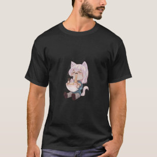 Camiseta Chibi Cat Anime Chica Cute Kawaii rame gato japoné
