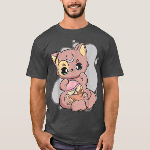Camiseta Chibi Cat Con Boba Tea Cute Anime Neko Yami Kawai
