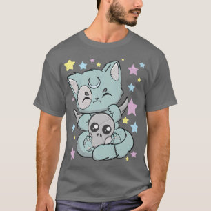 Camiseta Chibi Cat Kawaii Anime Neko Gótico Fairy Kei