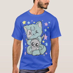 Camiseta Chibi Cat Kawaii Anime Neko Gótico Fairy Kei