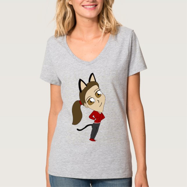Camiseta chibi catgirl (Anverso)