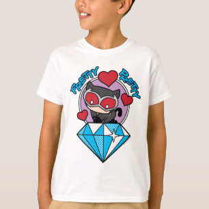 Camiseta Chibi Catwoman sentada encima del Diamante grande