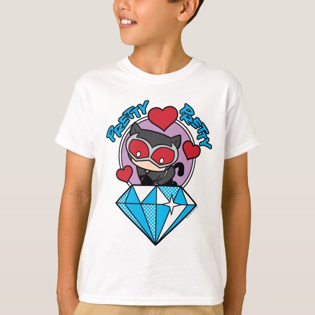 Camiseta Chibi Catwoman sentada encima del Diamante grande (Anverso)