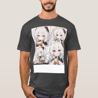 Camiseta Chibi Chica trata de comer comida