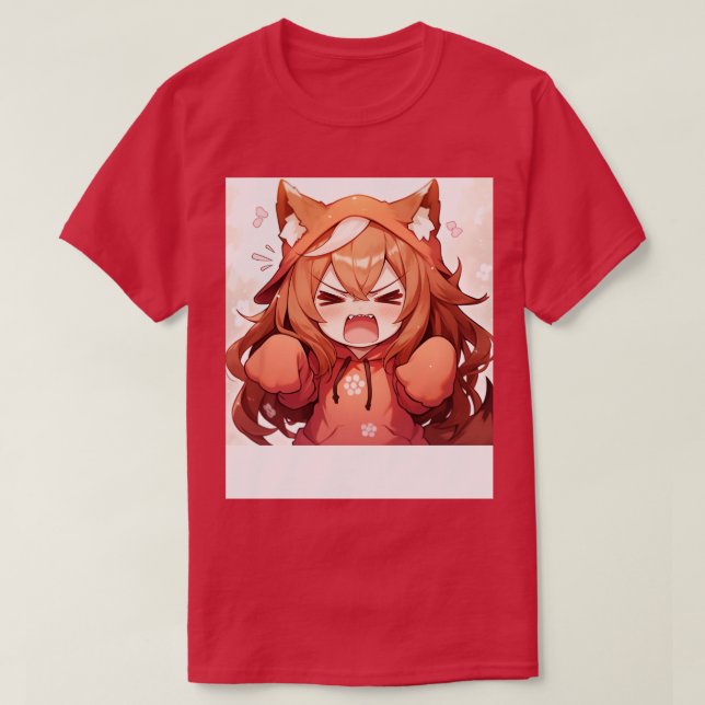 Camiseta chibi chica wear fox hoodie (Diseño del anverso)