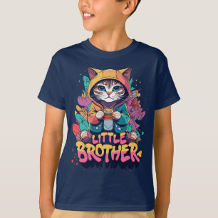 Camiseta Chibi Colorida Cat Hooded Little Brother