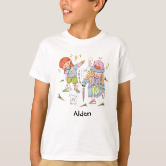 Camiseta Chibi con conglomerados con etiqueta de nombre cam
