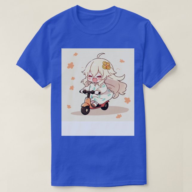 Camiseta Chibi Cute Chica Ride Scooter (Diseño del anverso)