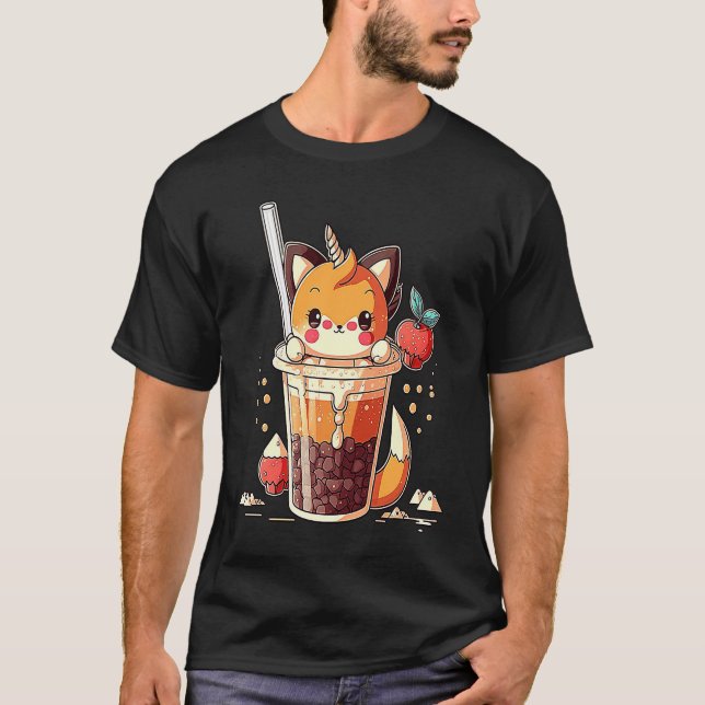 Camiseta Chibi Cute the Bubble Tea Fox Boba Tea (Anverso)