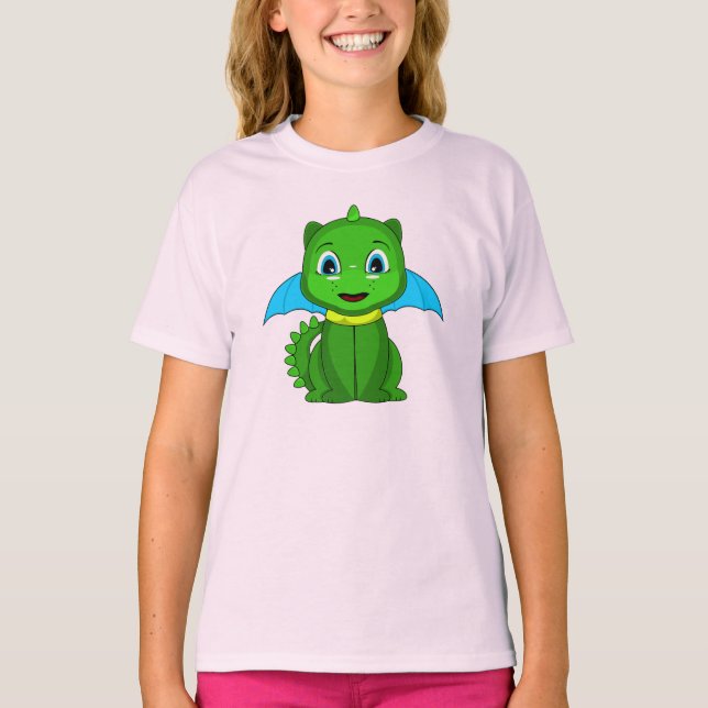 Camiseta Chibi Dragon Verde Y Azul (Anverso)