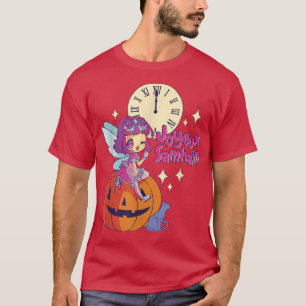 Camiseta Chibi Fairy Godparent Black Cat Pumpkin Halloween