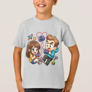 Camiseta Chibi Gamer Couple Tee - Anime Love Style