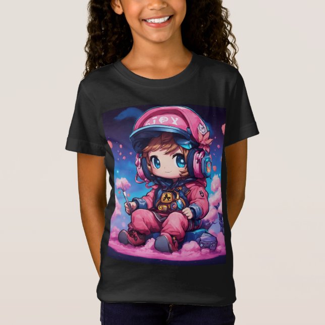 Camiseta Chibi Gamer en Cotton Candy (Anverso)