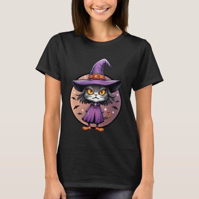 Camiseta Chibi Halloween Witch Cat (Anverso)