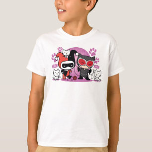Camiseta Chibi Harley Quinn & Chibi Catwoman With Cats