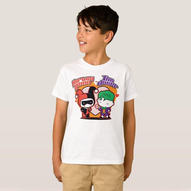 Camiseta Chibi Harley Quinn & Chibi Joker Hearts (Anverso completo)