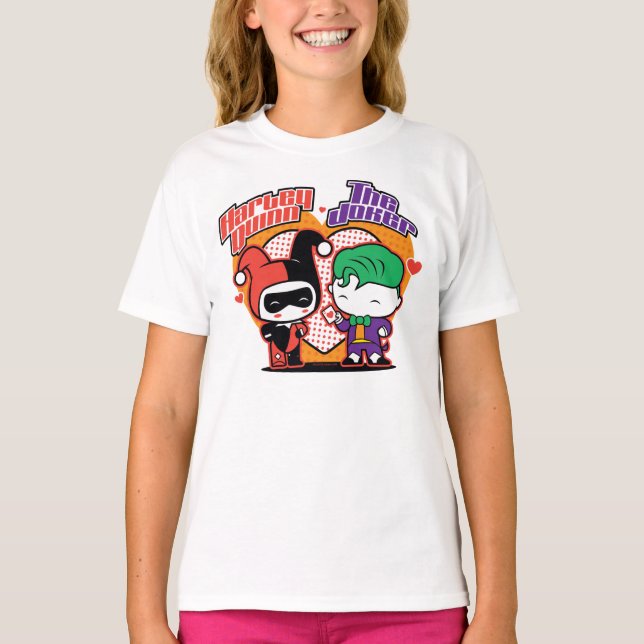 Camiseta Chibi Harley Quinn & Chibi Joker Hearts (Anverso)